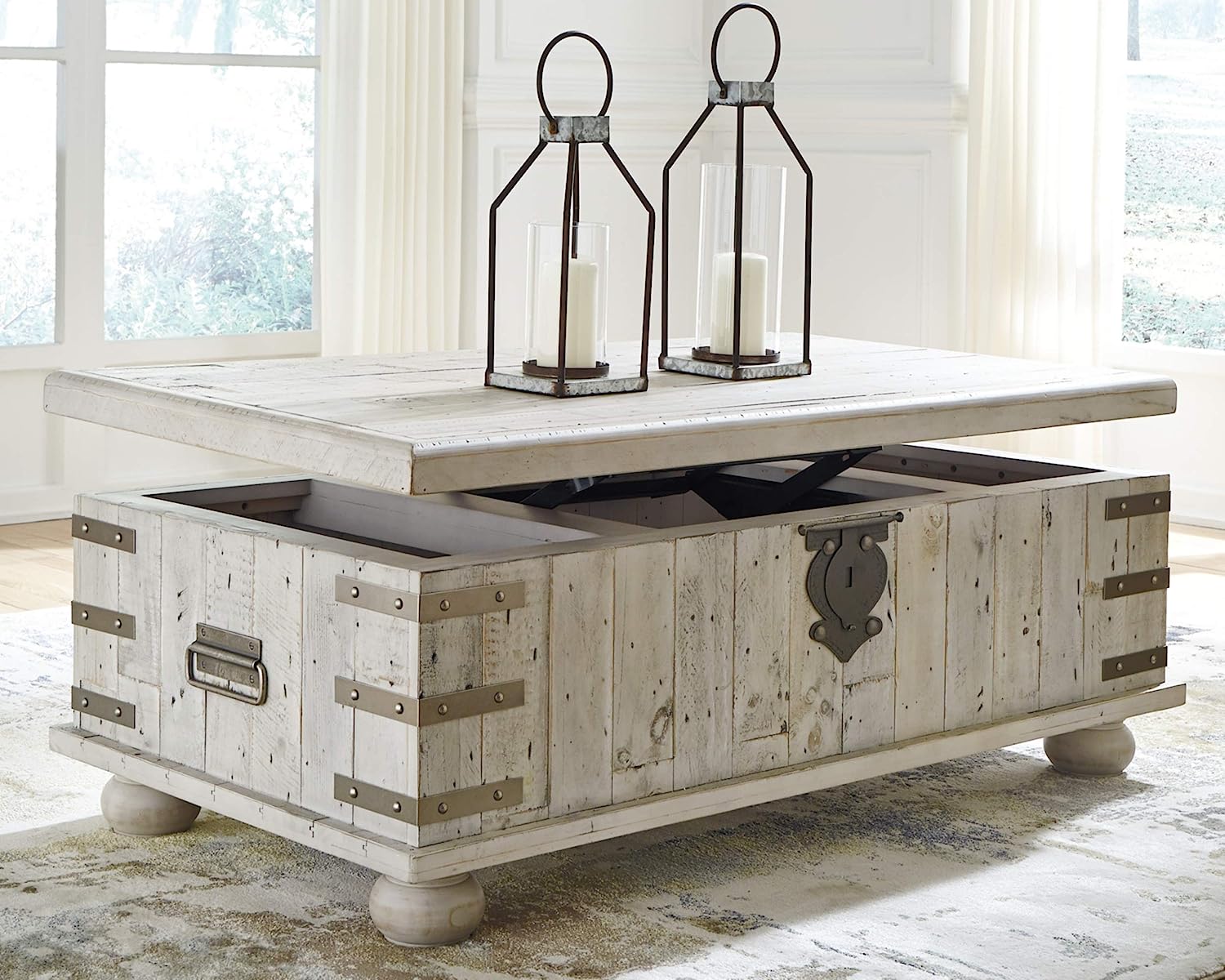 Antique Farmhouse Coffee Table with Storage