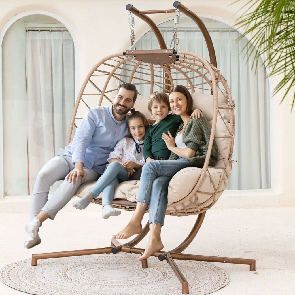 Chairs for Multiple People- Nicesoul Double Swing Egg Chair with Stand