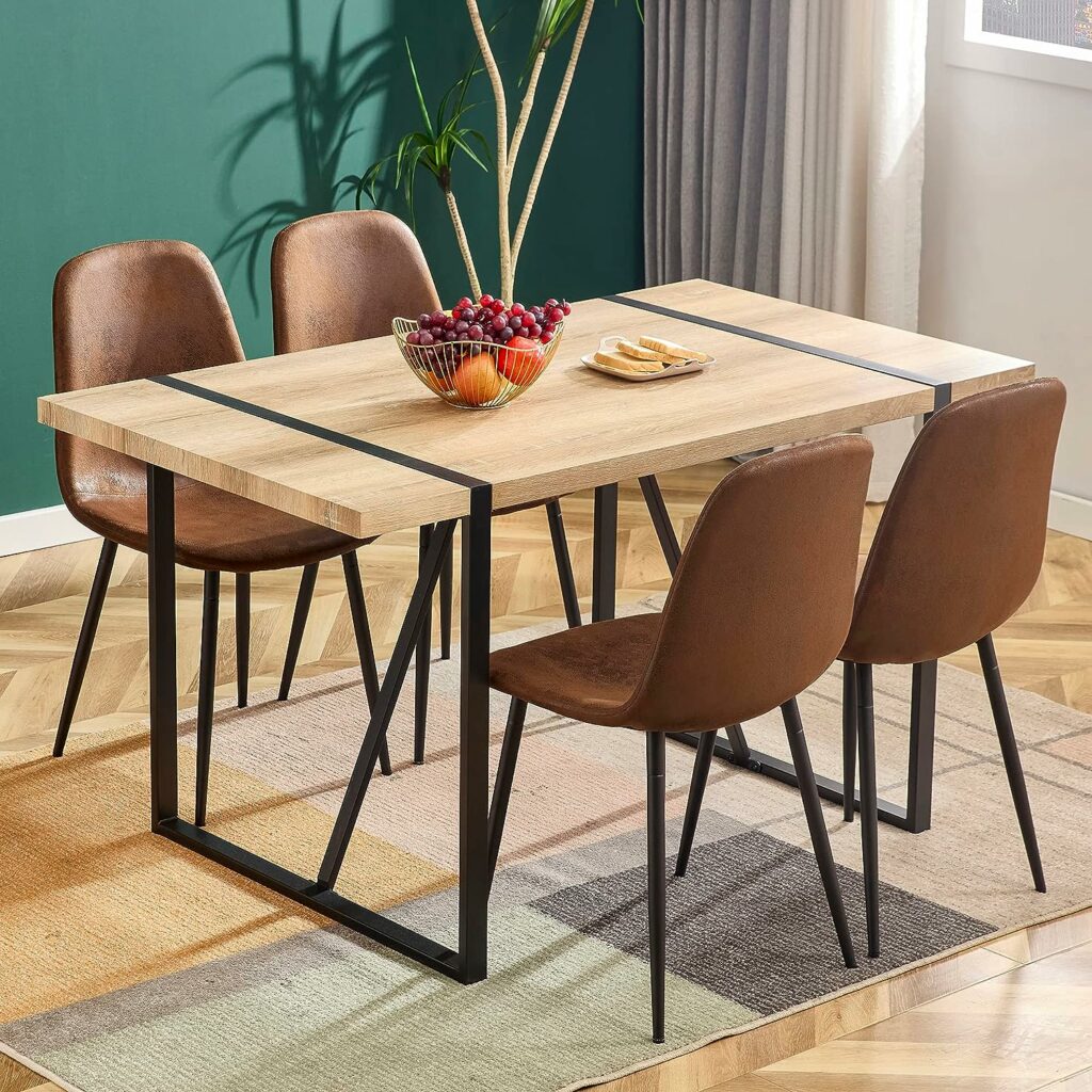 Country Rustic Wood Tabletop with Chairs