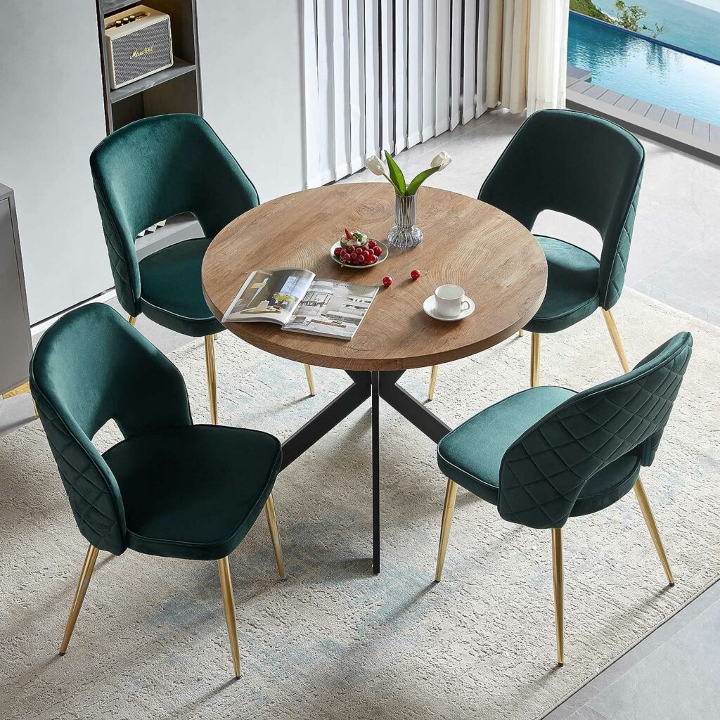 Forest Green Velvet Dining Table Set