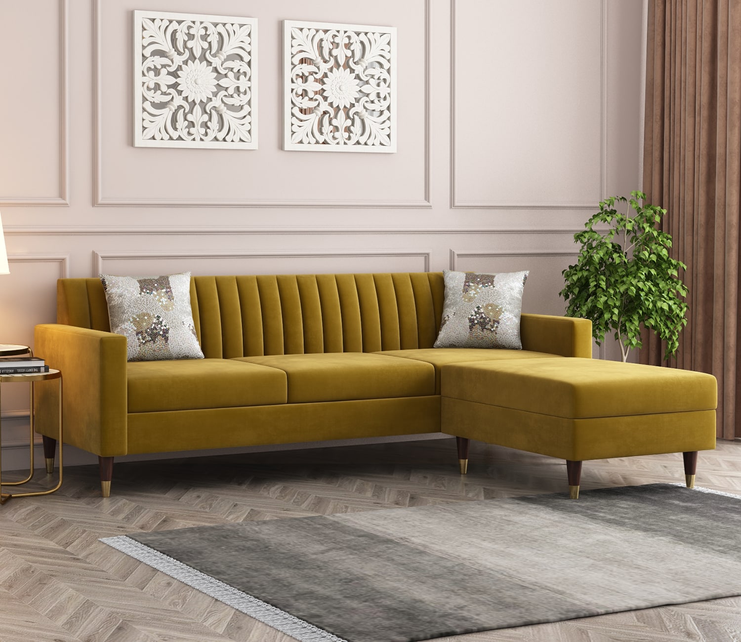 L-Shaped Velvet Sectional