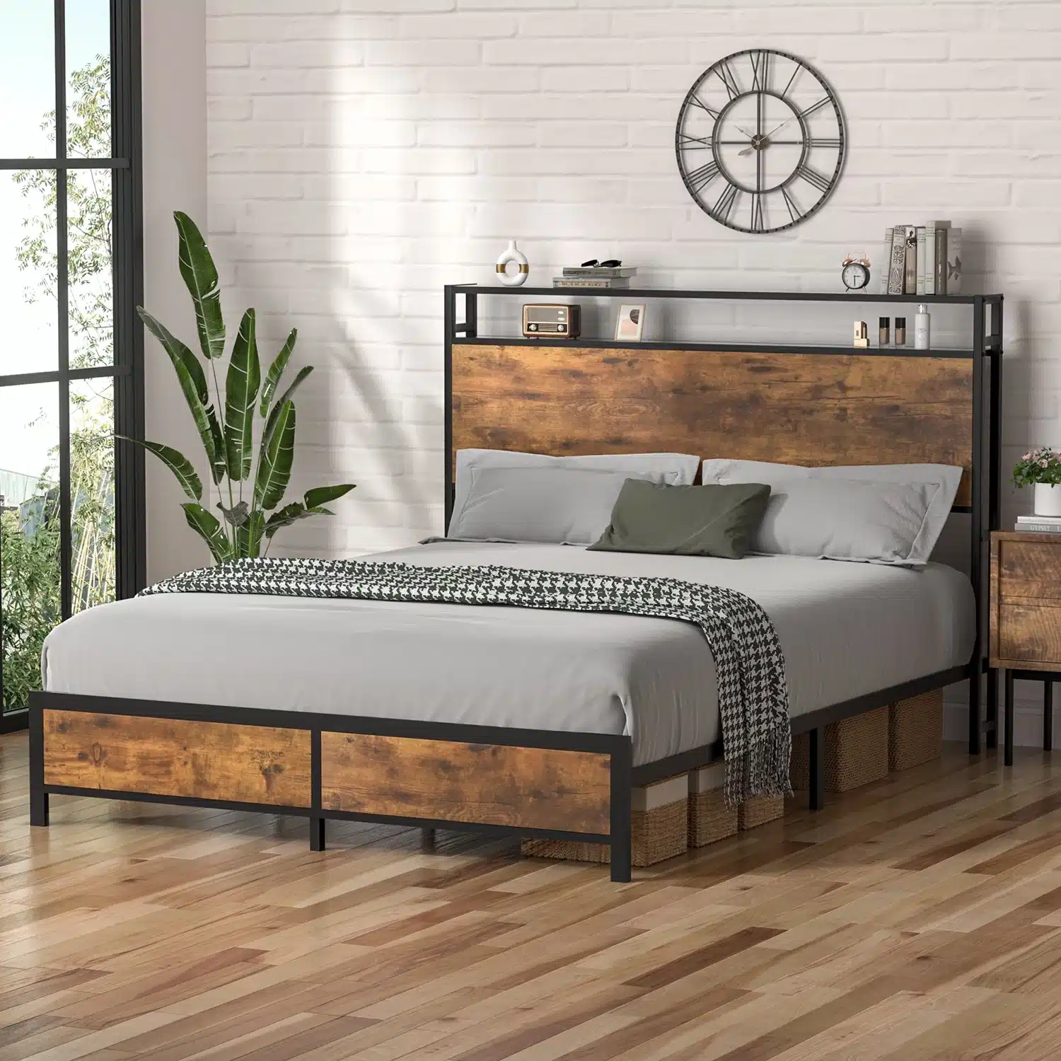 Metallic Headboard with Storage Shelves .jpeg