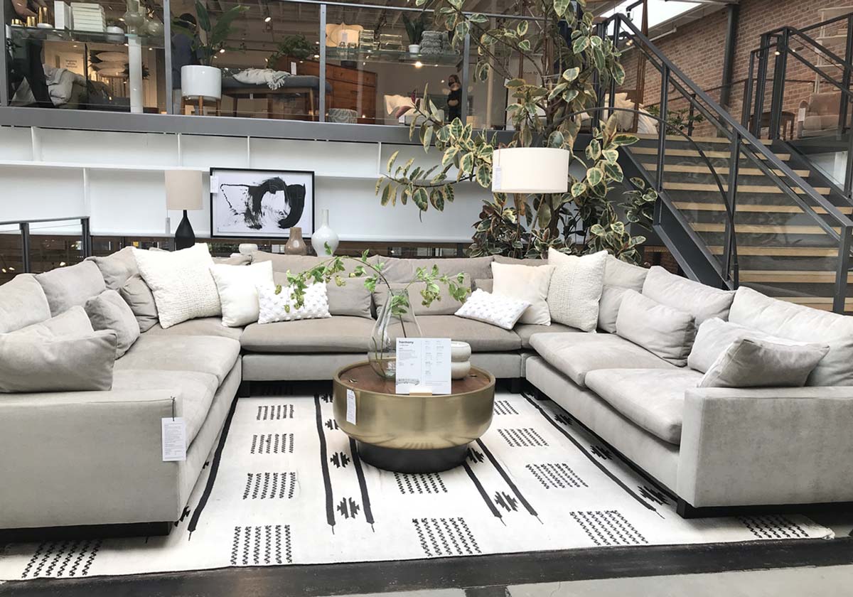 Modern Grey U-Shaped Deep Seating Sectional