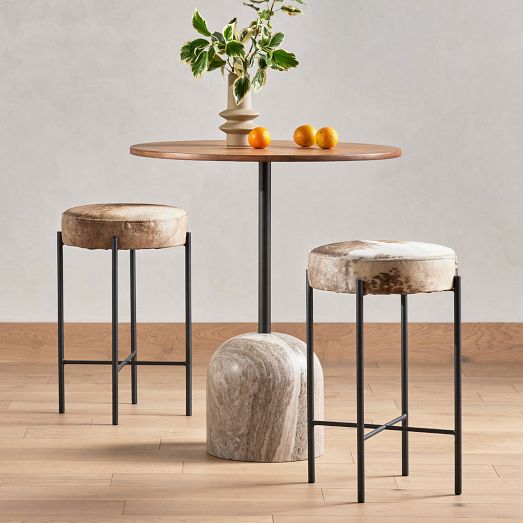 Modern Iron & Marble Round Bar Table