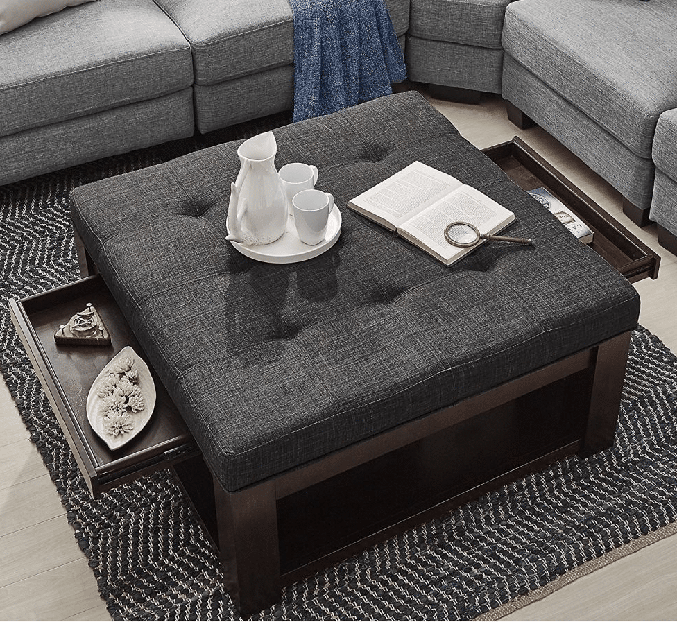 Ottoman Table with Built-In Drawer