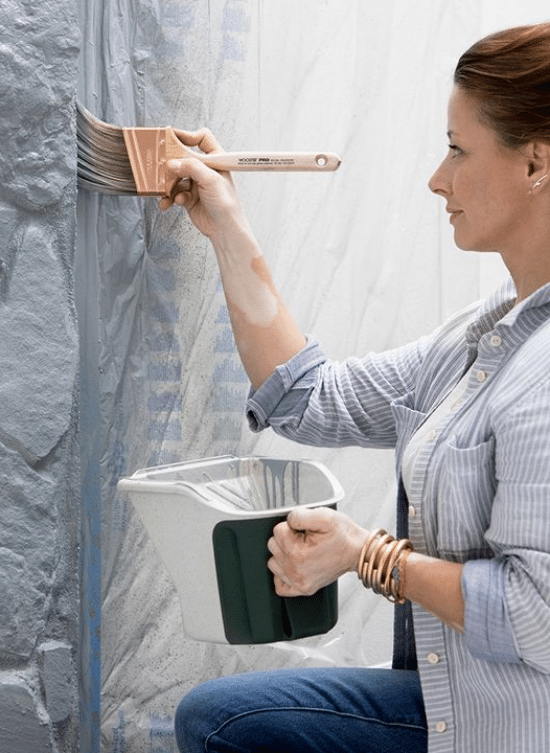 Painting the Fireplace with a Shiny Topcoat