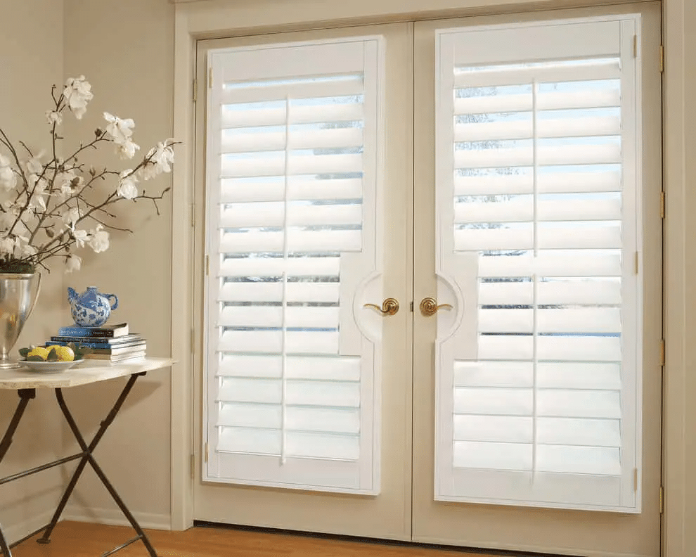 Plantation Shutters for French Doors Having Window Treatments .jpg