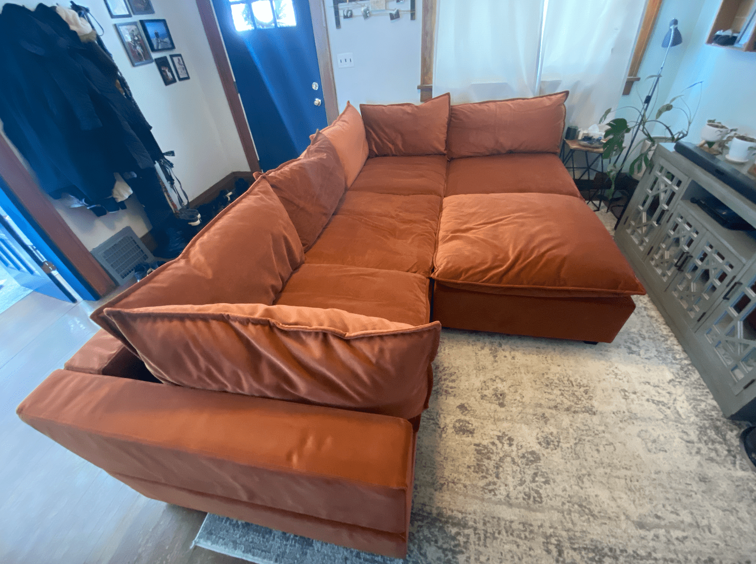 Rust Velvet Kova Pit Deep Seating Sectional