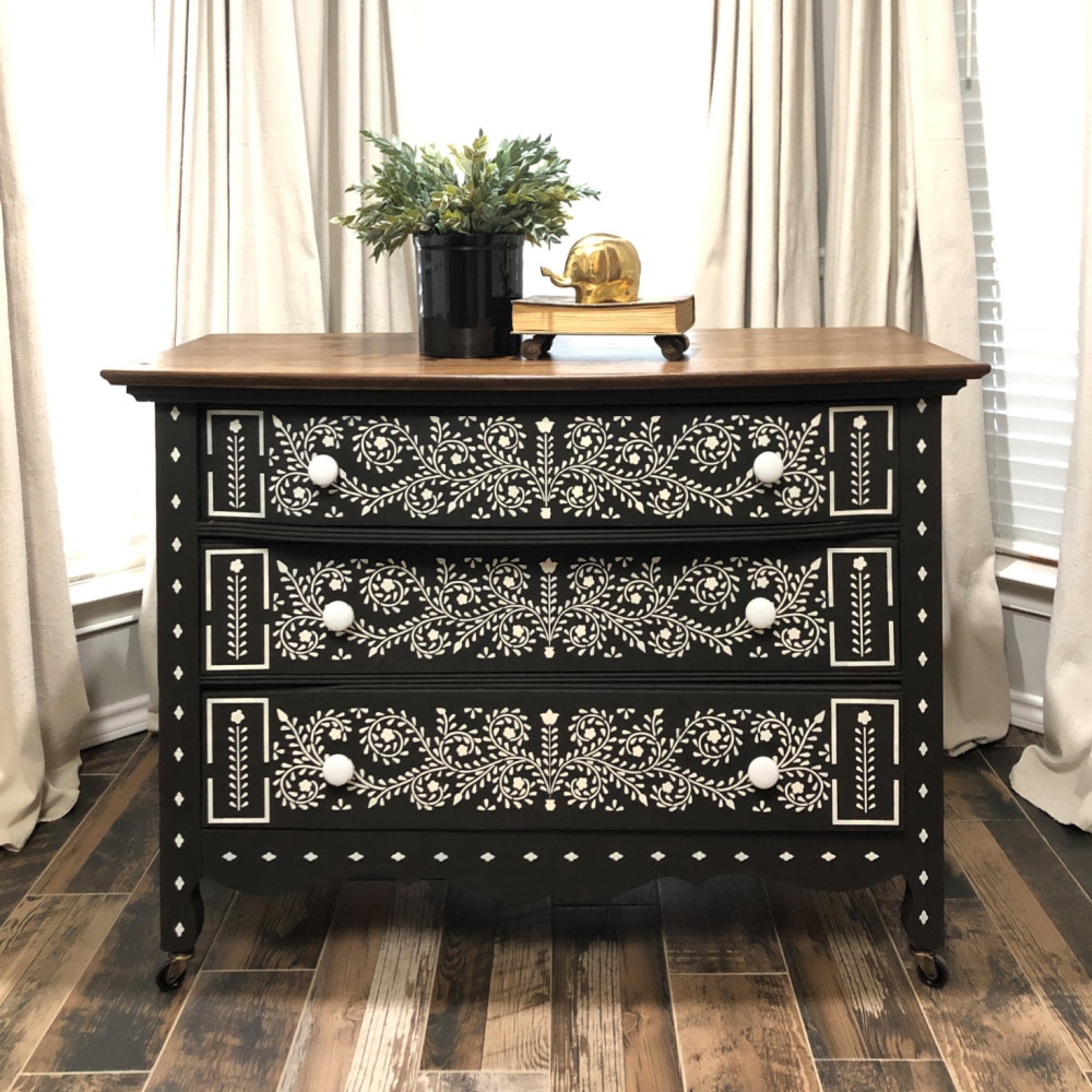 Stenciled Painted Dresser