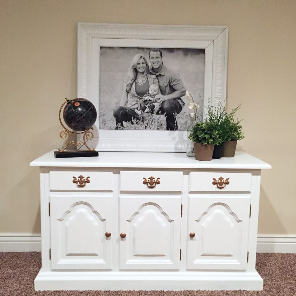 White Painted Dresser with Gold Hardware [Rust-Oleum]
